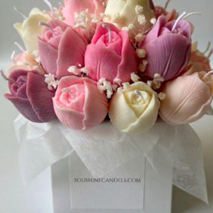 Handmade Tulip Candle Bouquet | Non-Toxic Soy Wax Floral Gift|