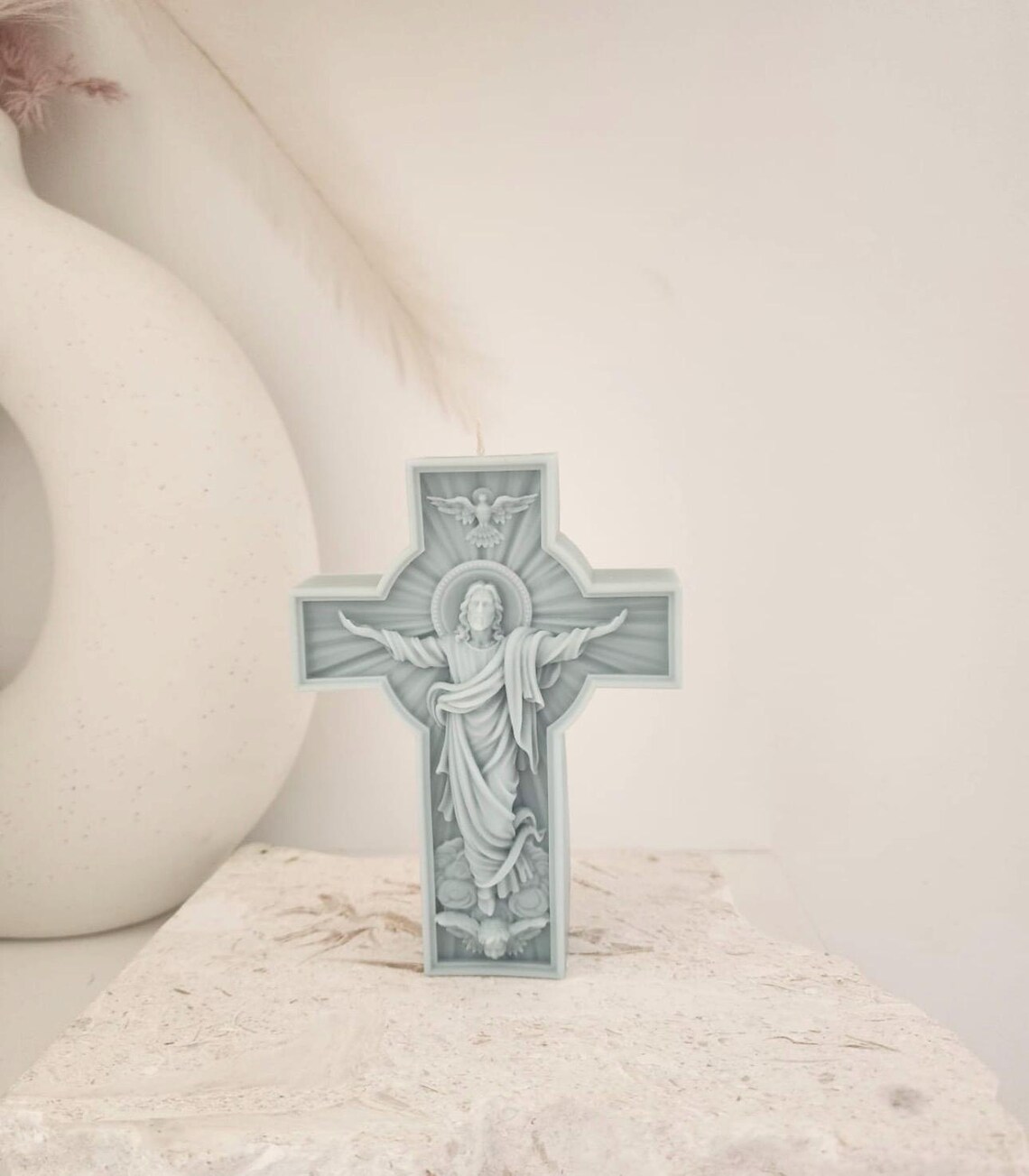 Jesus Statue Candle | Christian Home Decor Gift | Christ on Cross| Sculptural Candle Religious Gift| Easter gift, baptism, confirmation gift - Image 3