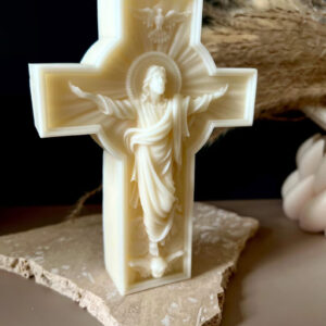 Jesus Statue Candle | Christian Home Decor Gift | Christ on Cross| Sculptural Candle Religious Gift| Easter gift, baptism, confirmation gift