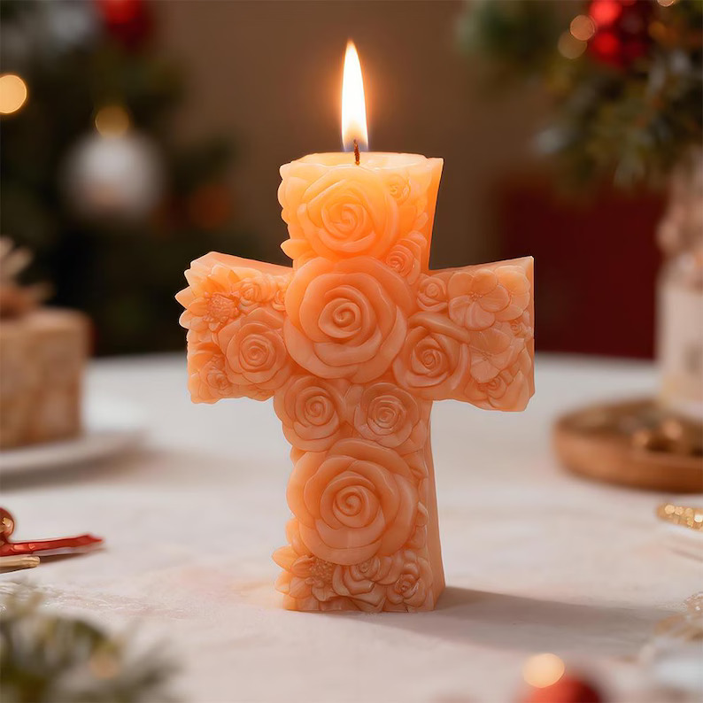 Rose Cross Candle - Image 2