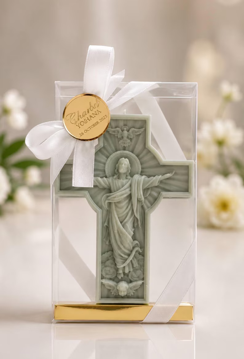Jesus Statue Candle | Christian Home Decor Gift | Christ on Cross| Sculptural Candle Religious Gift| Easter gift, baptism, confirmation gift - Image 2