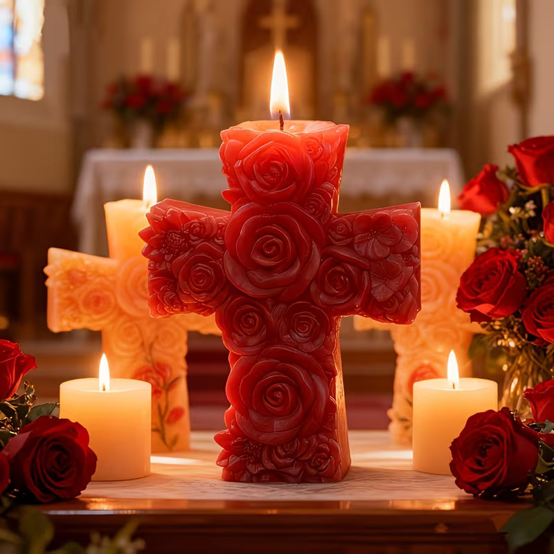 Rose Cross Candle - Image 3