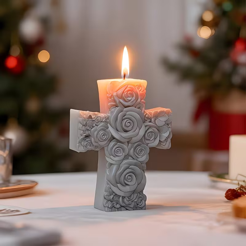Rose Cross Candle - Image 4